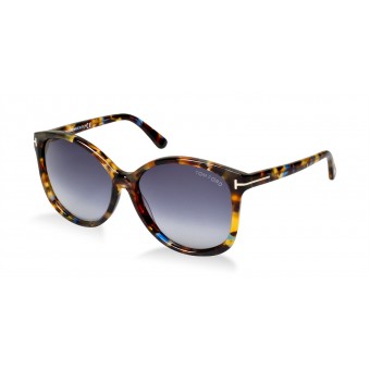 TOM FORD Alicia 0275 SPOTTED BROWN TURQUOISE HAVANA/GREY BLUE SHADED 