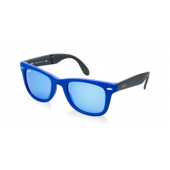 Ray Ban 4105 Folding MATTE BLUE/GREY BLUE MIRROR