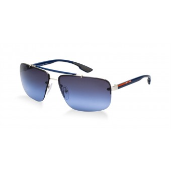 Prada Linea Rossa 52OS silver blue/smoke blue shaded